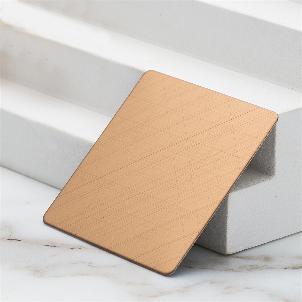 Crosshatch Rose Gold Stainless Steel Panel(JLH-2111)