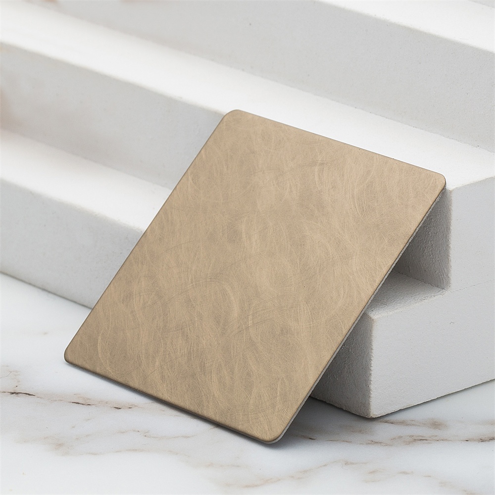 Spiral Grain Bronze Gold Stainless Steel Plate(JLH-2120)