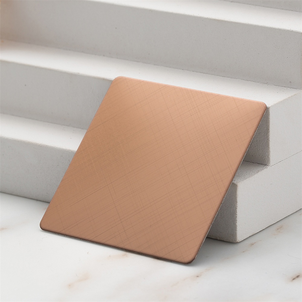 Crosshatch Satin Bronze Gold Stainless Steel Panel(JLH-2144)