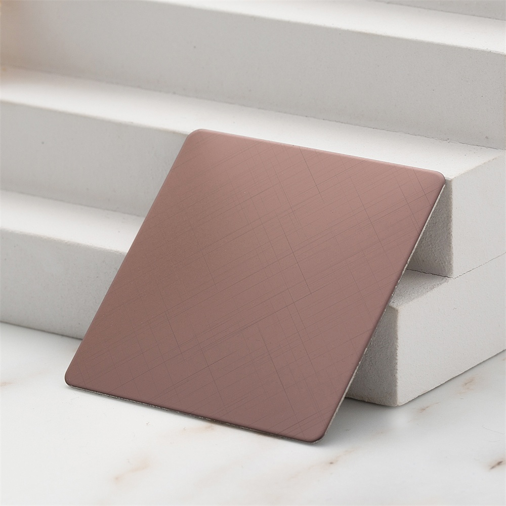 Crosshatch Satin Coffee Gold Stainless Steel Panel(JLH-2148)