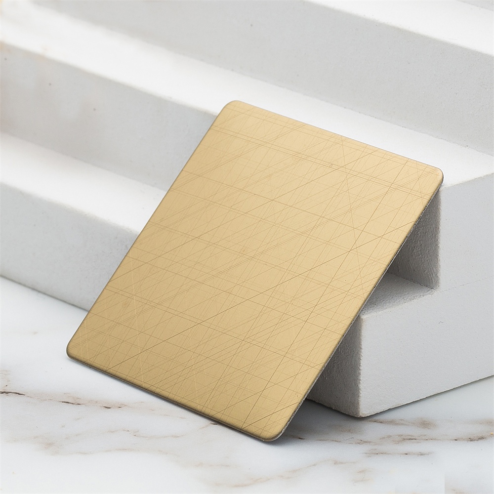 Crosshatch Titanium Gold Stainless Steel Panel (JLH-2107)