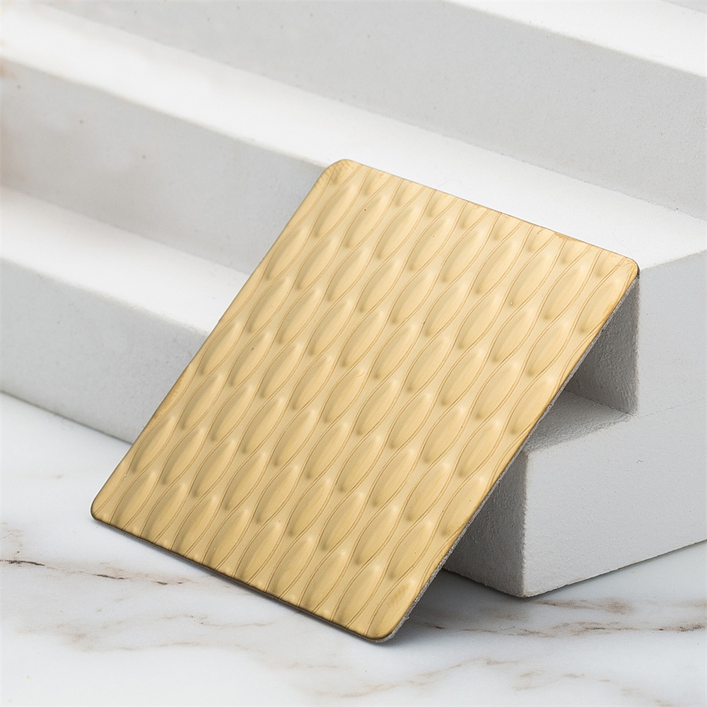 Embossed titanium gold stainless steel plate(JLH-2108)